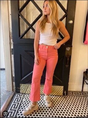 Vilagallo Amalie Trousers Bright Pink High Rise Boot Cut Eur 42 Boho Sailor